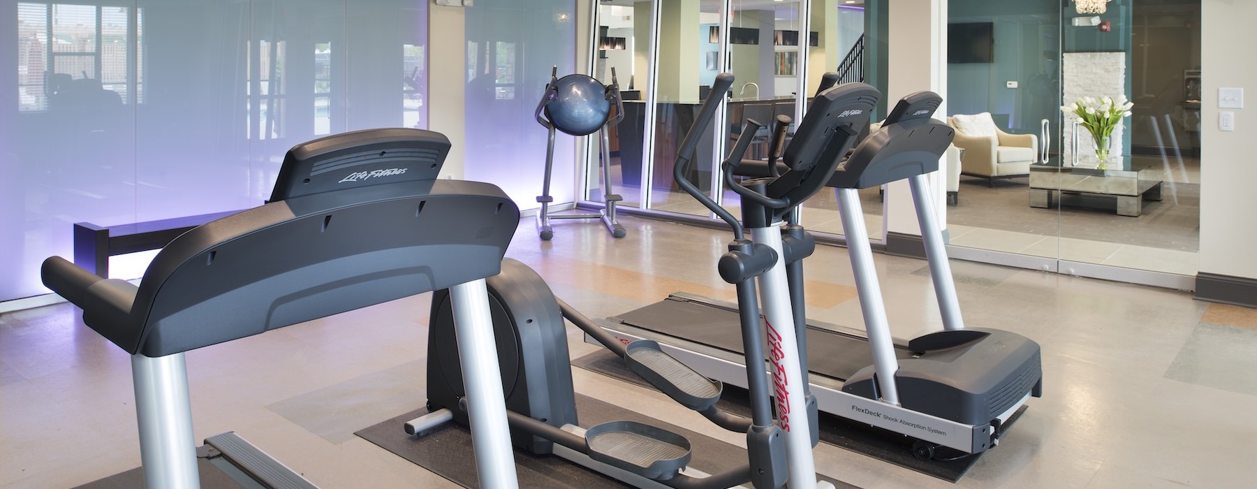 a gym with exercise equipment